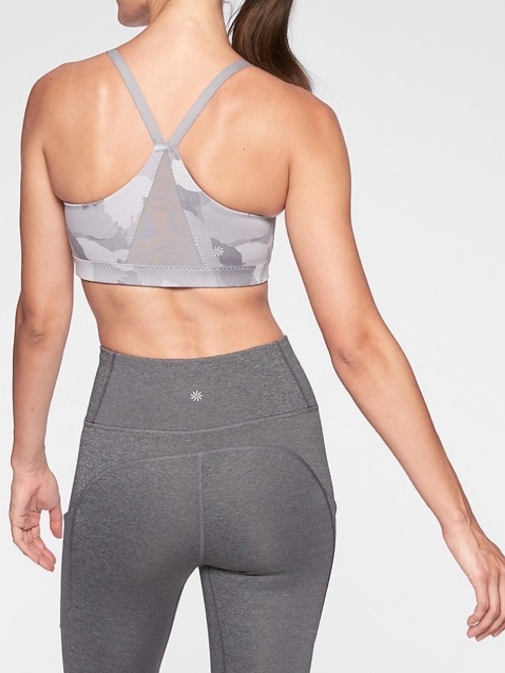 Athleta Light Gray Camo Racerback Sports Bra